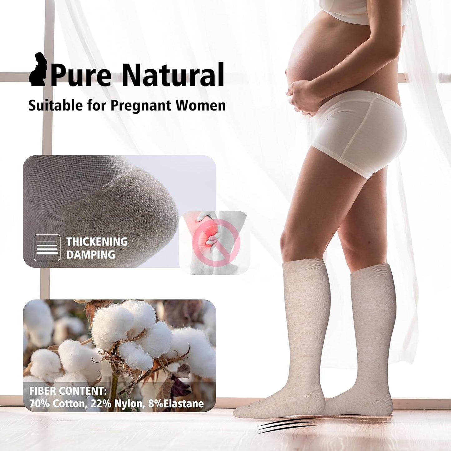 Cotton Compression Socks for Women&Men 20-30mmHg Knee High Cute Support Sock for Nurses Pregnancy Travel