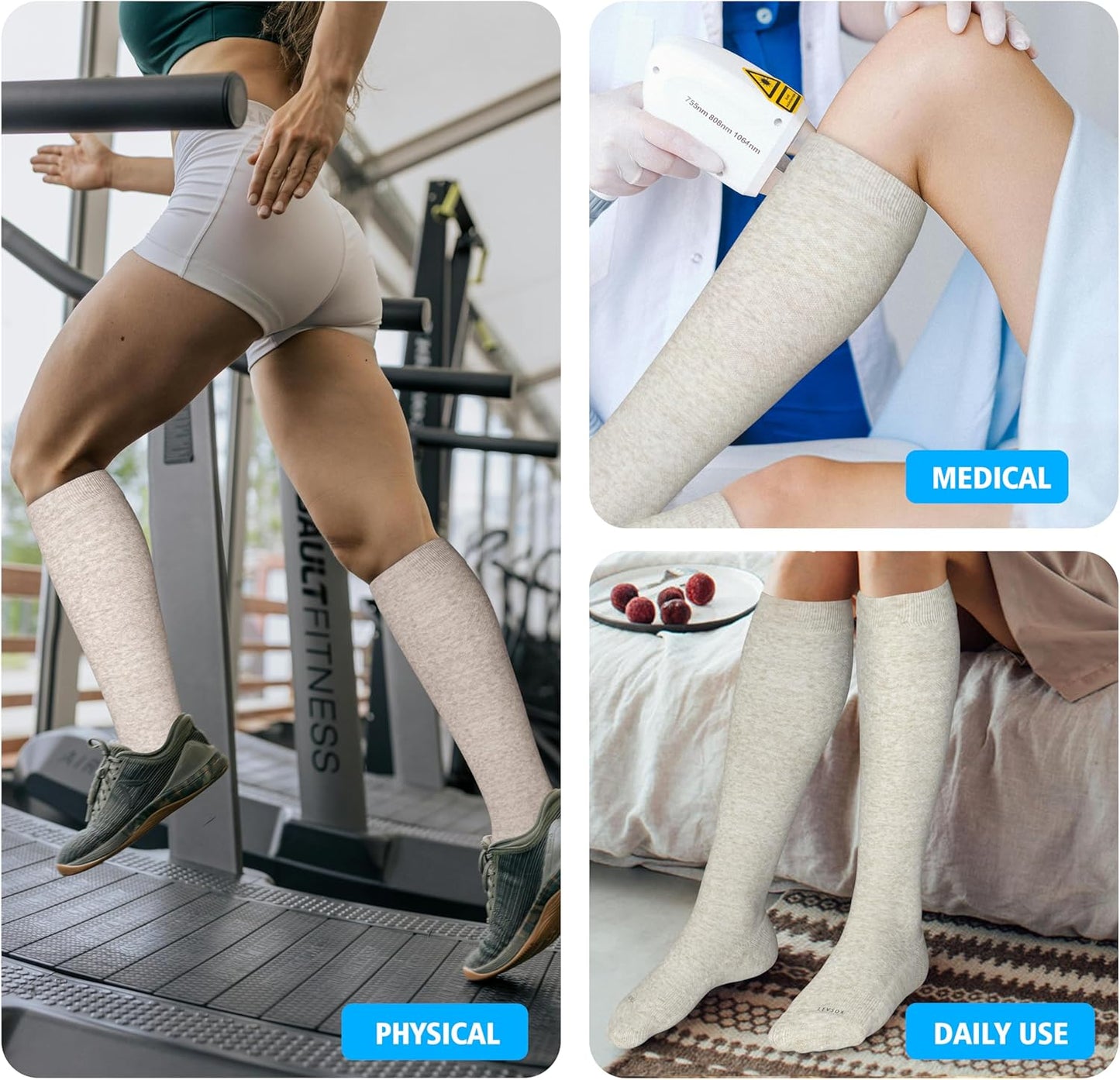 Cotton Compression Socks for Women&Men 20-30mmHg Knee High Cute Support Sock for Nurses Pregnancy Travel