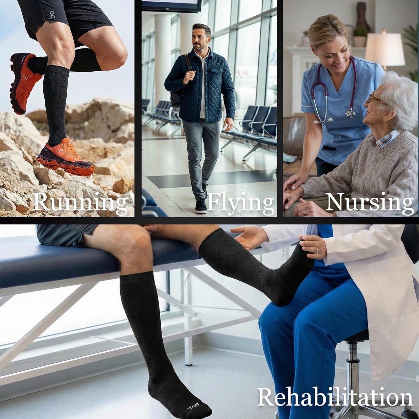 Bamboo Viscose Graduated Compression Socks for Women&Men - Chioned Knee-High 20-30 mmHg Support Socks