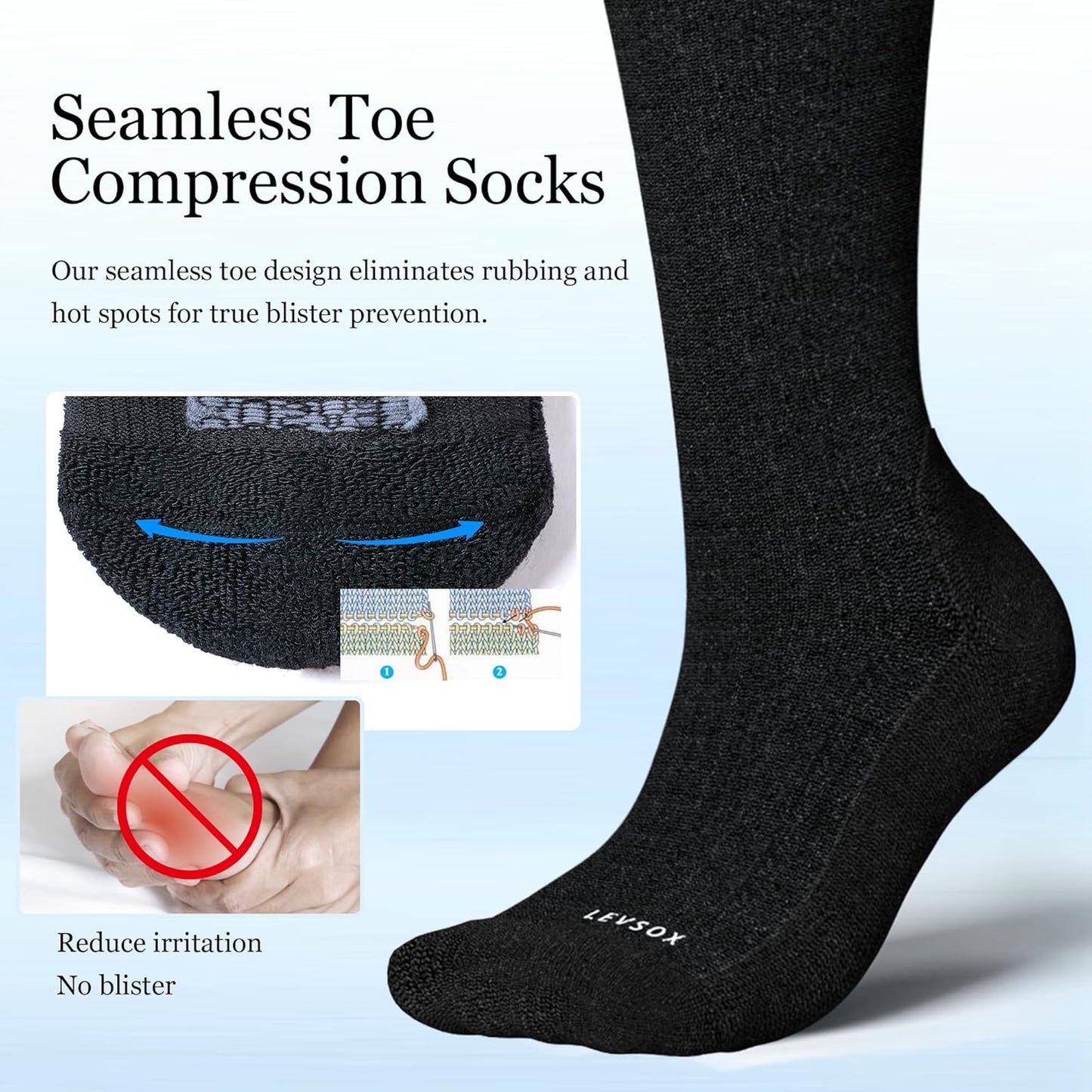 Bamboo Viscose Graduated Compression Socks for Women&Men - Chioned Knee-High 20-30 mmHg Support Socks