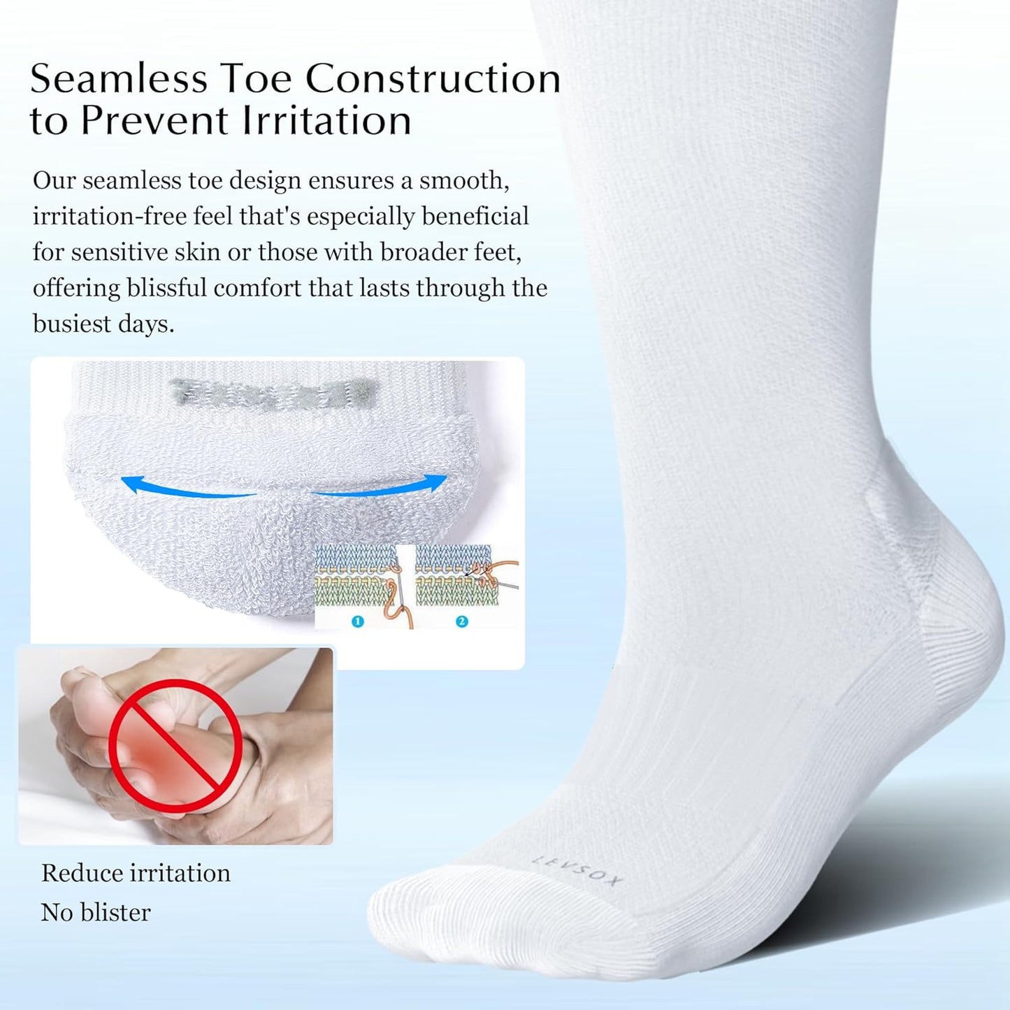 Wide Calf Chioned Compression Socks for Men & Women, Made with Viscose from Bamboo 15-20 mmHg, Knee High Support Stockings for Circulation