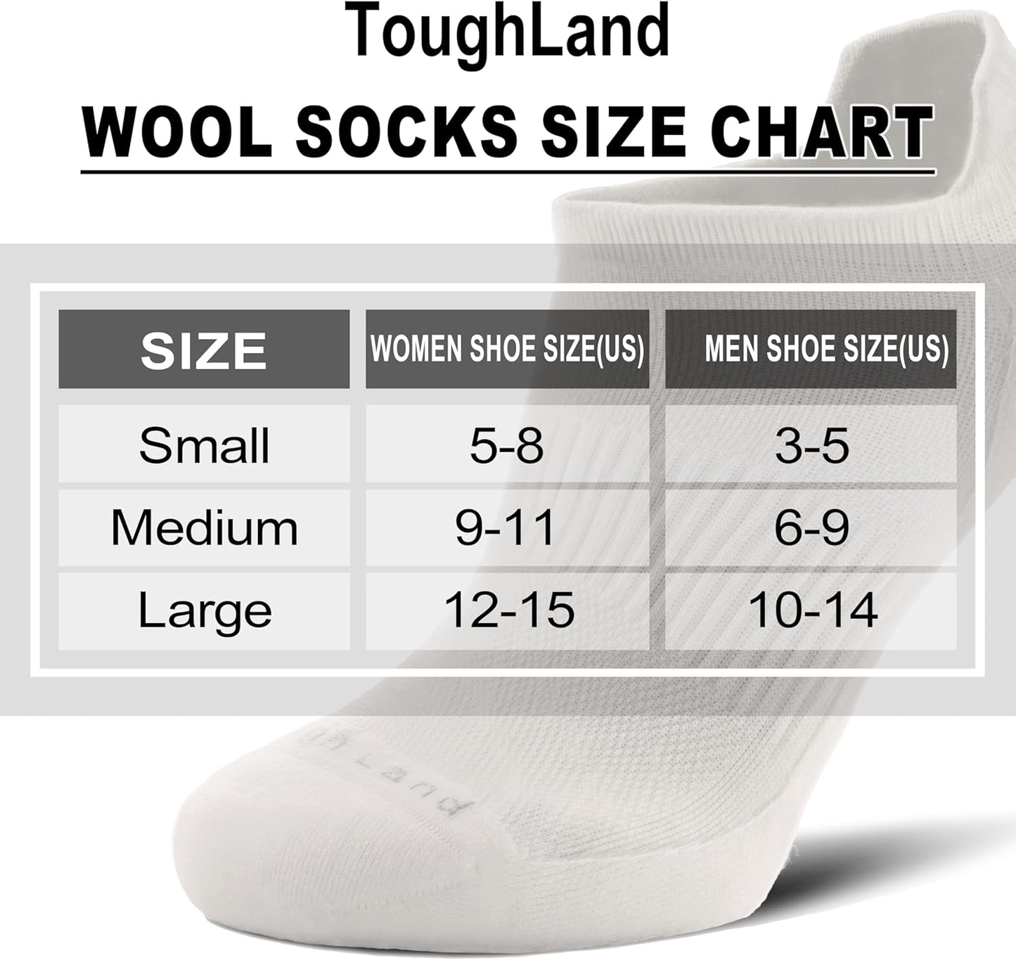 Toughland Merino Wool Socks for Men & Women – 80% Merino Wool, No Show, Lightweight, Chioned for Running, Hiking