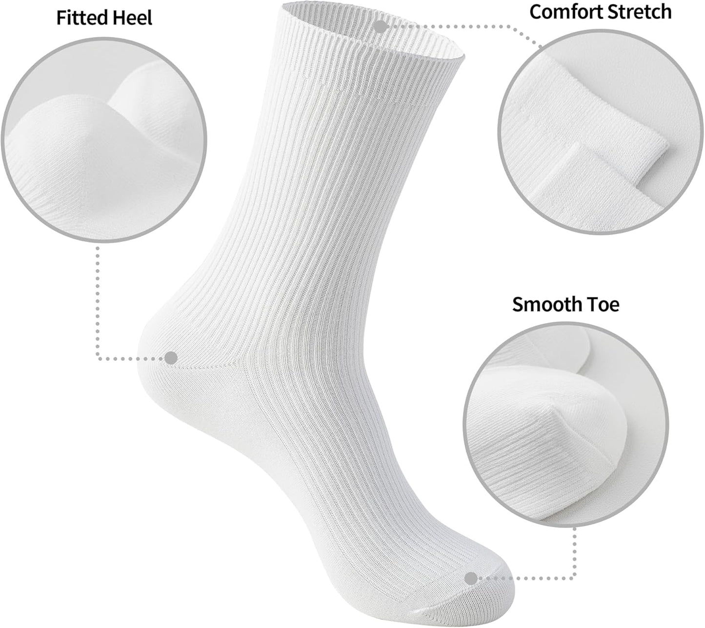 Women’s Combed Cotton Socks 5 Pairs, Cozy Soft Crew&Ruffled Knit Ladies Socks for Casual Troer Dress