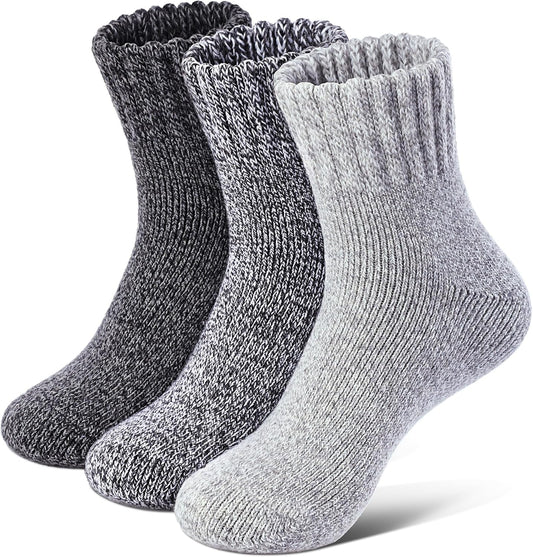 Merino Wool Socks for Women 3 Pairs - Thick Cozy Crew Thermal Boot Socks for Hiking,Cabin Work,Gift,Everyday