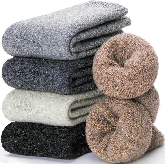 Merino Wool Socks for Women Hiking Thermal Warm Winter Thick Boot Cozy Crew Comfy Work Socks for Ladies 5 Pairs