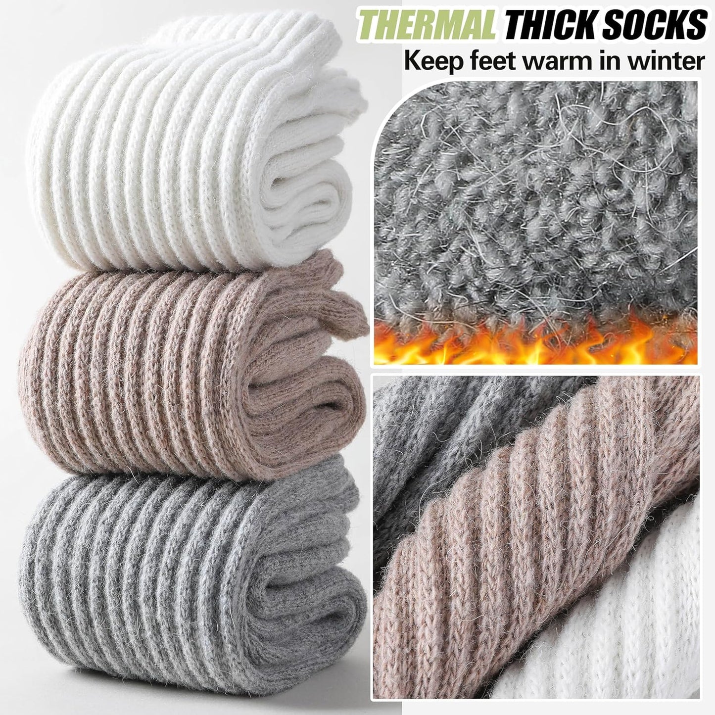 Merino Wool Slouch Boot Socks Thermal Warm Winter Thick Scrunch Cozy Crew Socks for Women 4 Pairs
