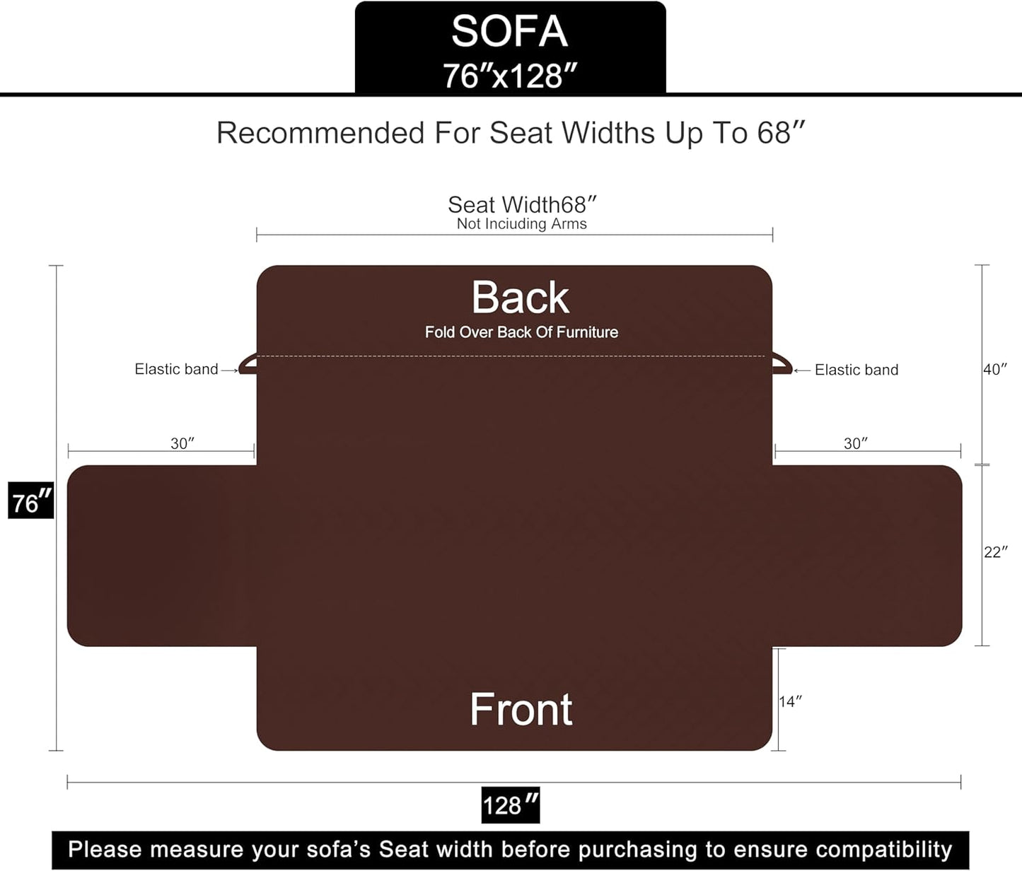Reversible Sofa Cover Washable Couch Cover for Dogs Friendly with Elastic Straps Water Repellent Furniture Protector for 3 Chion Couch (Sofa, Coffee/Beige)