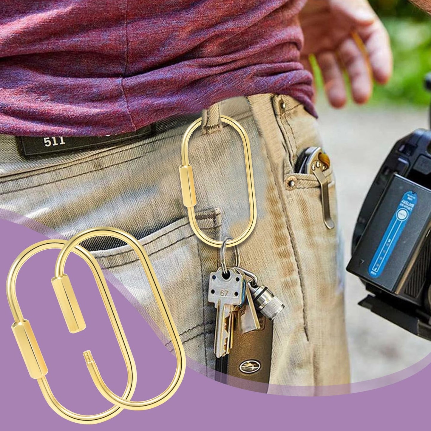 6pcs Gold Carabiner Clips + 10pcs Gold Spring Keychain Clips for Key Chain Purse Starp Dog Tag