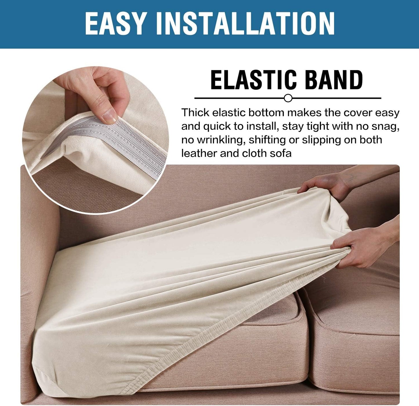Velvet Stretch Couch Chion Cover Plh Chion Slipcover for Chair Loveseat Sofa Chion Furniture Protector Seat Chion Sofa Cover (3 Piece Sofa Chion Covers, Ivory)