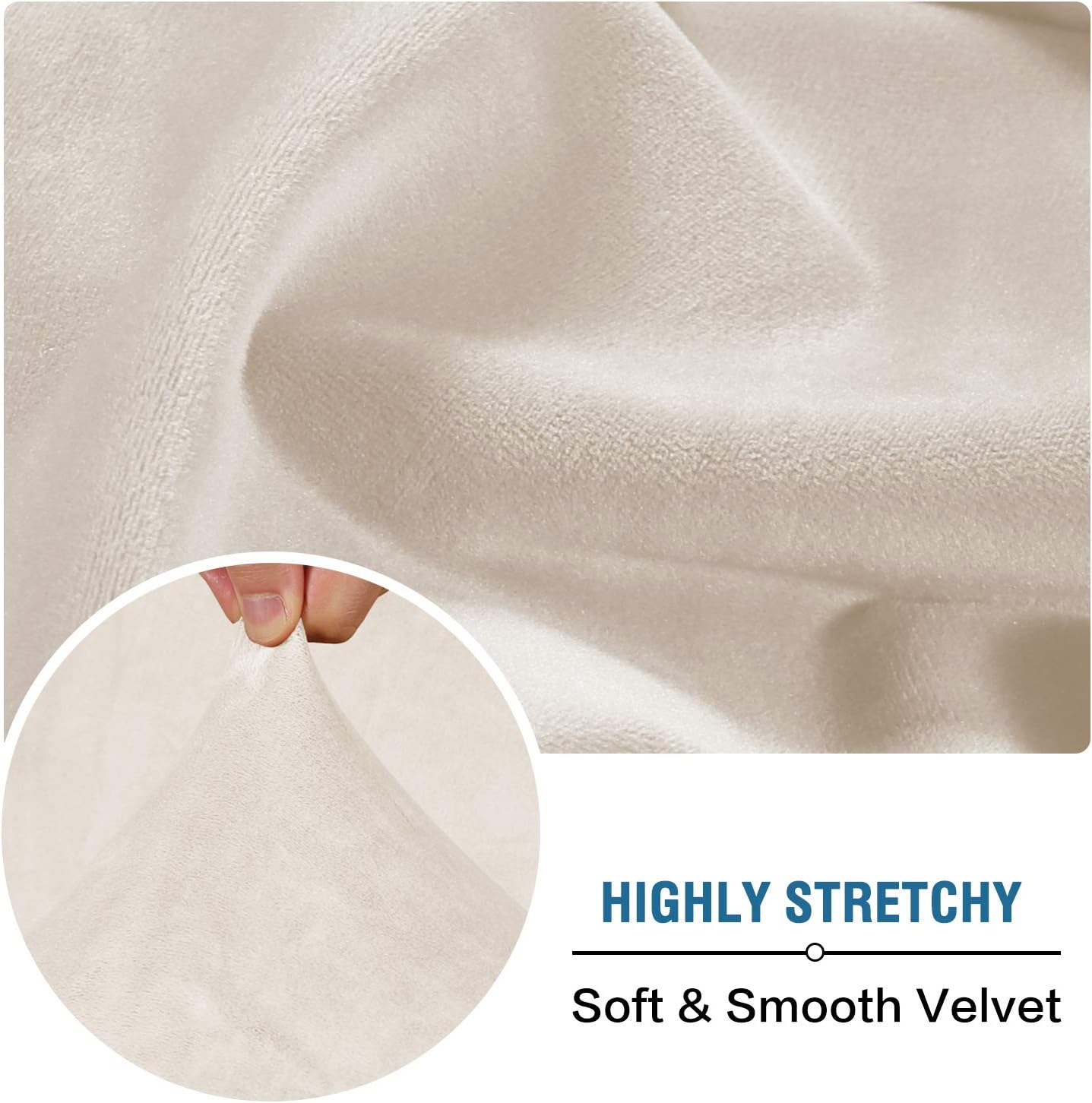 Velvet Stretch Couch Chion Cover Plh Chion Slipcover for Chair Loveseat Sofa Chion Furniture Protector Seat Chion Sofa Cover (3 Piece Sofa Chion Covers, Ivory)