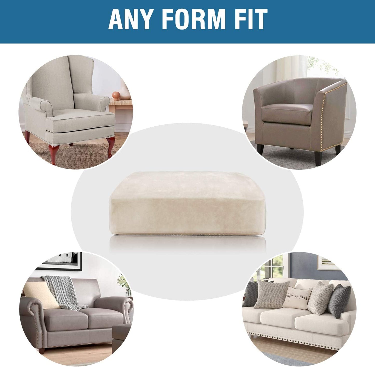 Velvet Stretch Couch Chion Cover Plh Chion Slipcover for Chair Loveseat Sofa Chion Furniture Protector Seat Chion Sofa Cover (3 Piece Sofa Chion Covers, Ivory)
