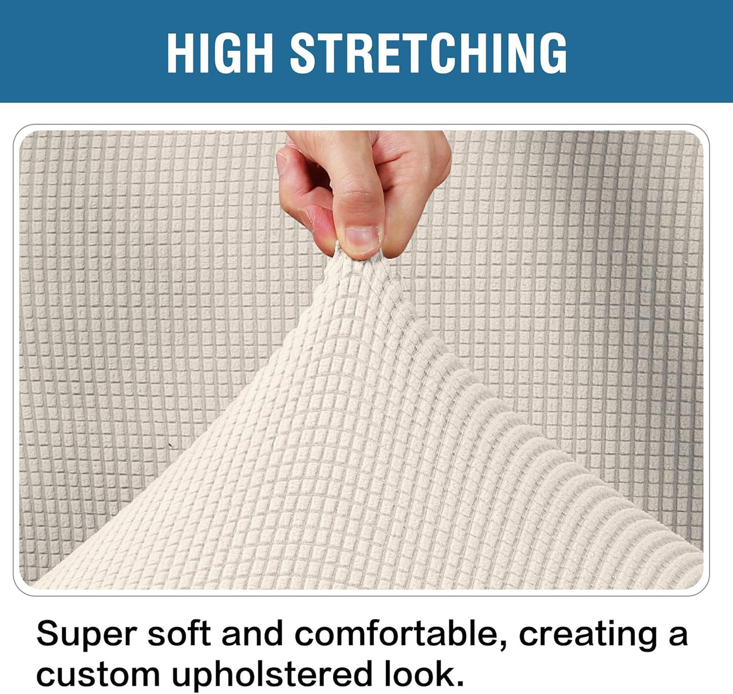 Ottoman Cover Slipcover Rectangle Fit Length 29'-34' Footrest Sofa Slipcovers Stool Cover Footstool Protector Covers Feature Stretch Thick Jacquard Fabric Removable Washable - Natural