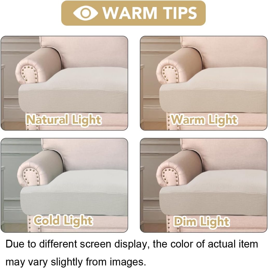 Stretch 3 Piece T Chion Sofa Slipcovers Individually Sofa Chion Covers for 3 Chion Couch Sofa Seat Chion Covers with Elastic Bands Featuring Thicker Jacquard Fabric, Island Fossi