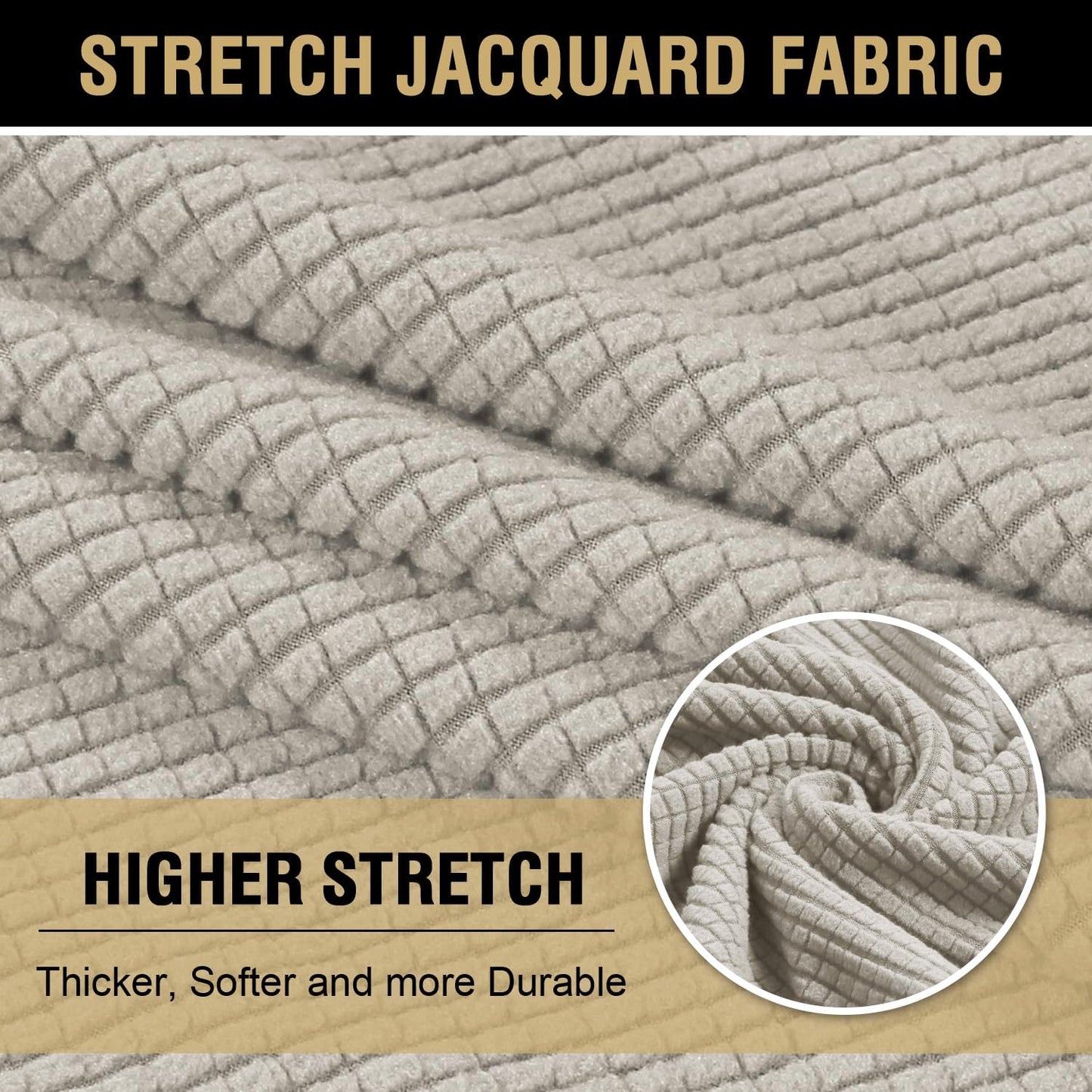 Stretch 3 Piece T Chion Sofa Slipcovers Individually Sofa Chion Covers for 3 Chion Couch Sofa Seat Chion Covers with Elastic Bands Featuring Thicker Jacquard Fabric, Island Fossi