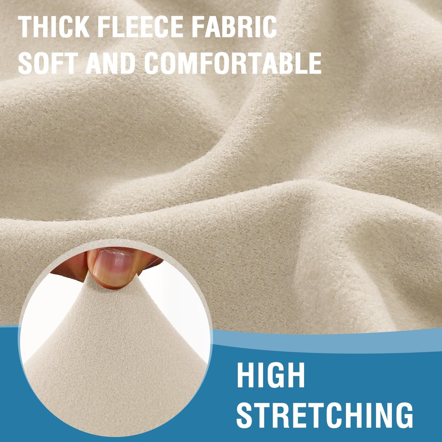 Chair Slip Covers with Arms 2 Piece Sofa Covers Super Stretch Chion Covers for Modern Living Room Chair Soft Accent Chair Cover(Seat Chion Cover Pl Back Chion Cover, Ivory)