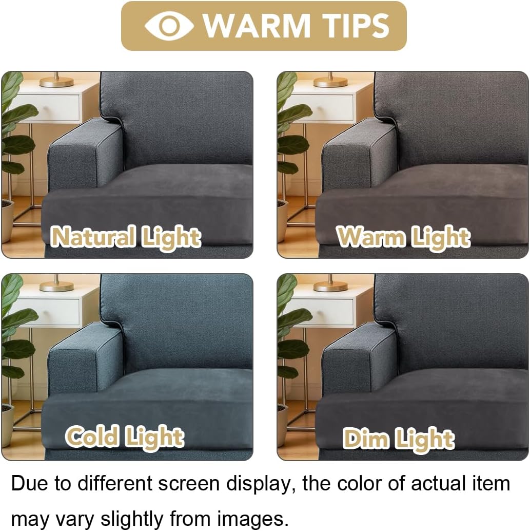 Stretch Velvet 2 Piece T Chion Sofa Slipcovers - Individually Fitting Chion Covers for 2 Chion Couch - Stay in Place (Grey)