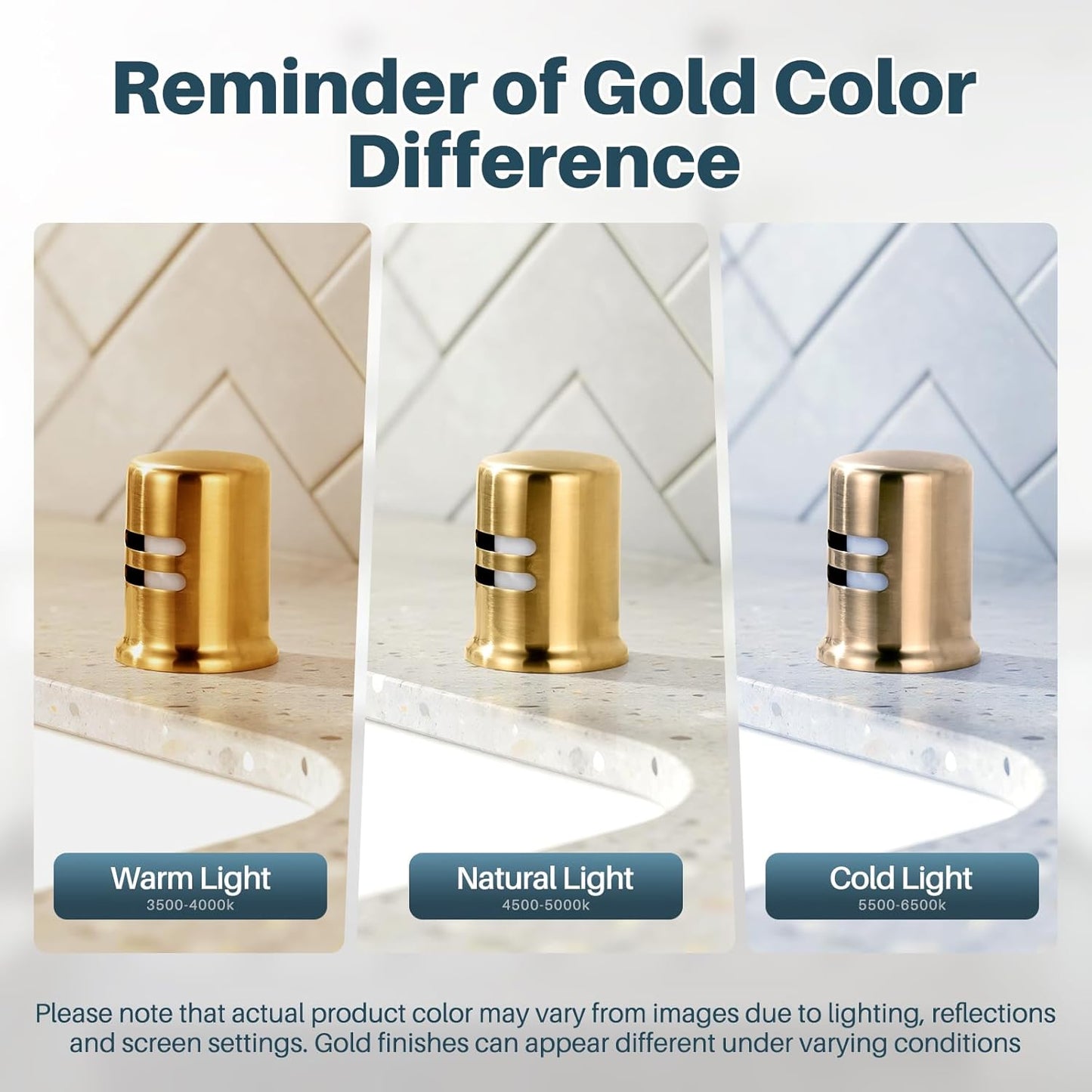 Dishwasher Air Gap Cover, Dishwasher Air Gap Cap for Kitchen Sink, Solid Brass Dishwasher Overflow Vent Cap Replacement Kit, Brushed Gold