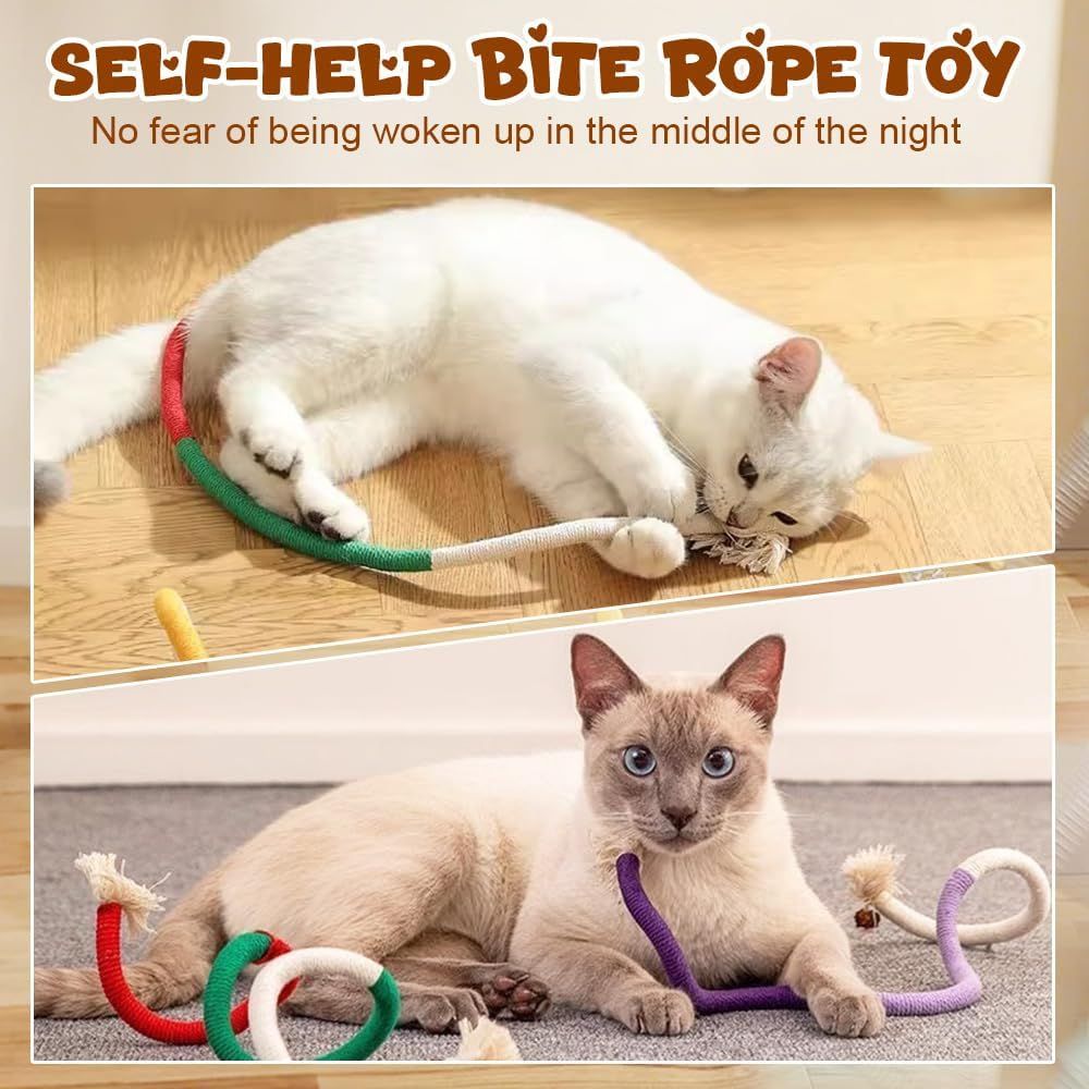 Cat Chew Rope Toy,Interactive Cat Toys for Indoor Cats,Catnip Toys for Bored Indoor Adult Cats,Cat Enrichment Toys,Teeth Cleaning Toy for Kittens All Breeds 23.6in (Purple)