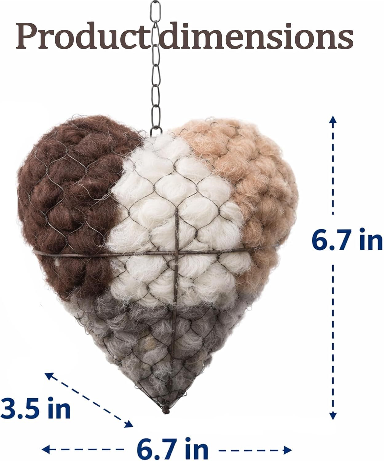 2PCS Alpaca Fiber Bird Nesting, Handmade Alpaca Fiber Bird Nesting Heart (Stuffable), 3 Bags of Nesting Materials, Warm Nests for Winter Birds, for Home Gardens and Wild Birds (2 PCS)