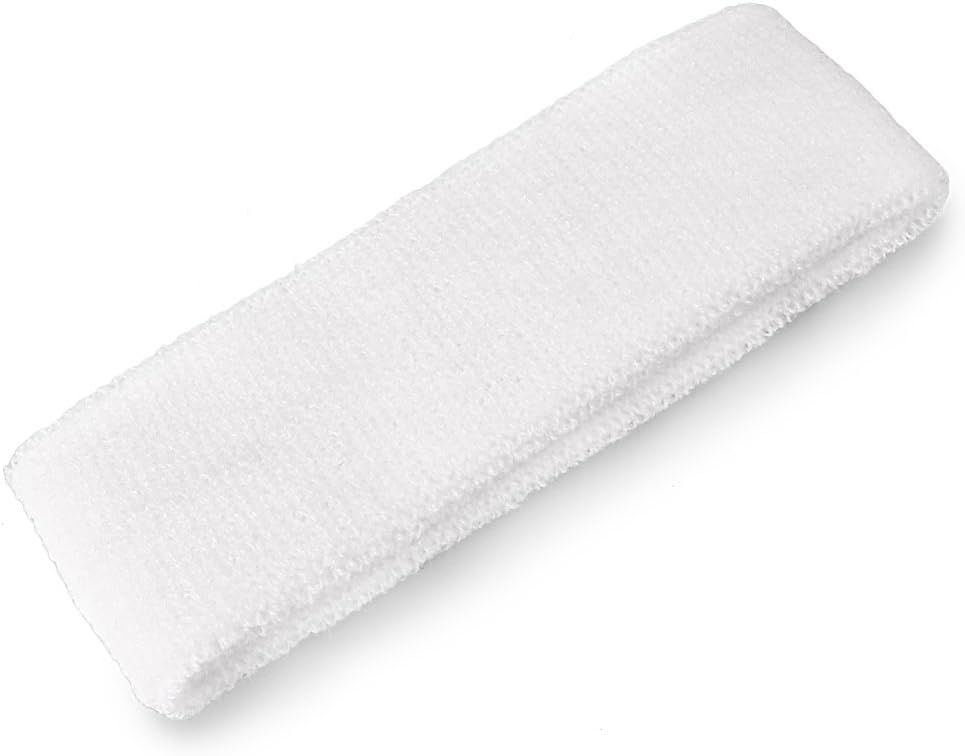 10 PCS White Unisex Sports Sweatband Headband Sweat Absorbing Terry Cloth Bands