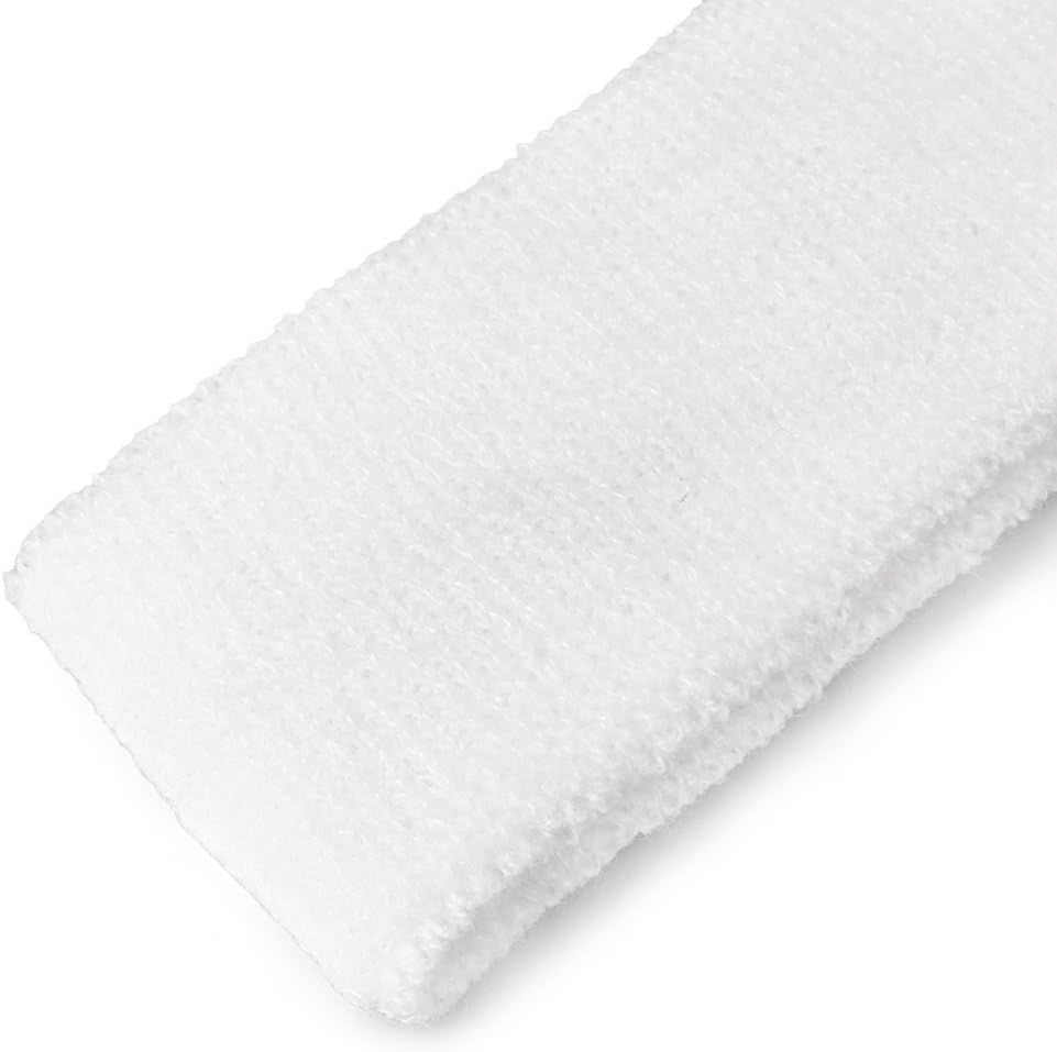 10 PCS White Unisex Sports Sweatband Headband Sweat Absorbing Terry Cloth Bands