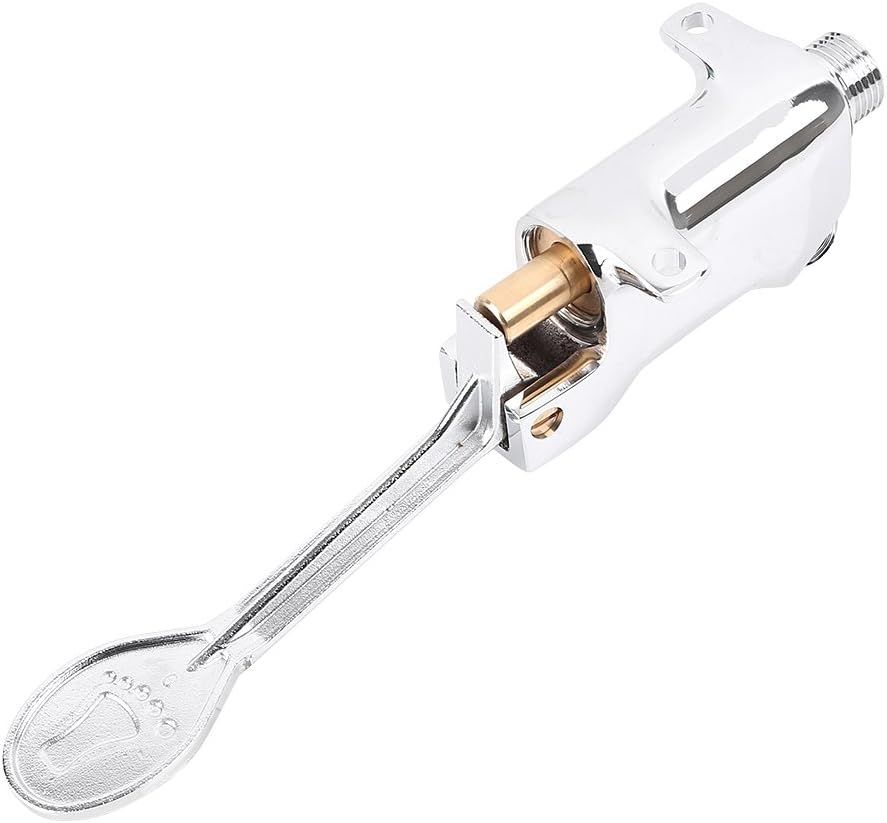 Single Foot Pedal Water Valve Copper Bathroom Faucet for Basin Water Tap Floor Mount Single Pedal Valve Silver