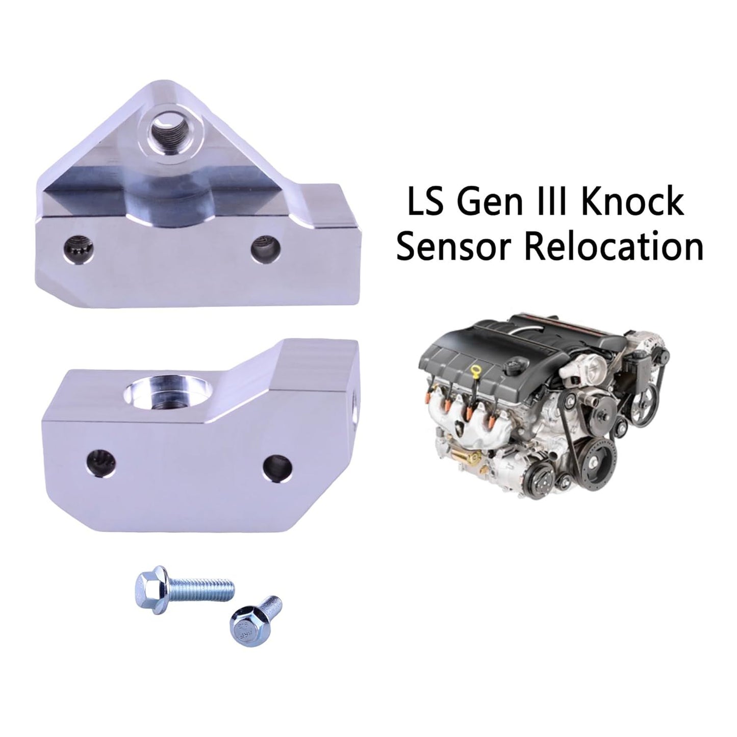Knock Sensor Relocation Brackets Compatible for Chevy LS GM LS LS Gen 3 Engines LS1 LM7 LR4 LQ4 LS6 L59 LQ9 LM4 5