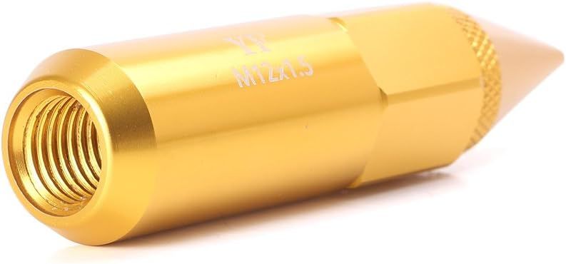 20Pcs Gold M12X1.5 60mm Extended Tuner Cap Spike Lug Nuts Set Compatible for Honda Acura Toyota Scion Subaru
