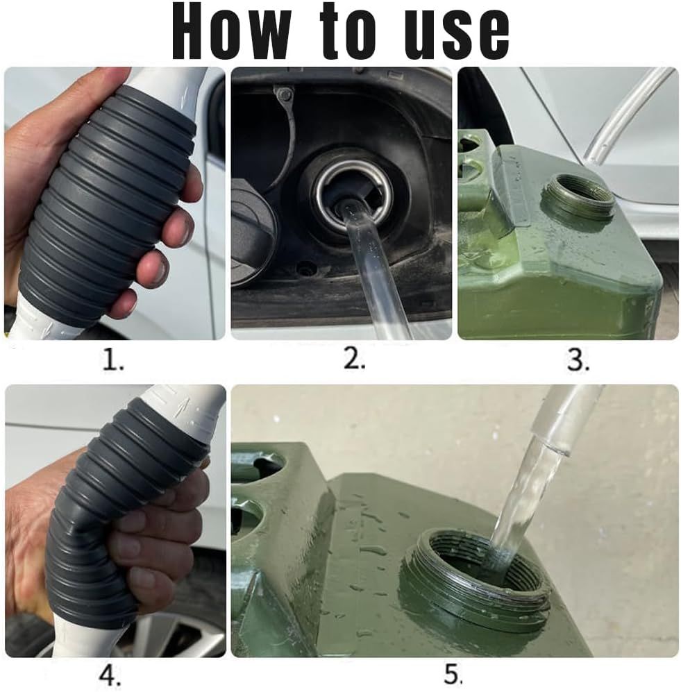 Multifunction Liquid Sucker Pump, Manual Fuel Transfer Pump Gasoline Transfer Pump, Portable Fuel Syphon Pump for Gas Gasoline Petrol Diesel Oil Liquid Water Fish Tank with 6.5Ft Syphon Hose