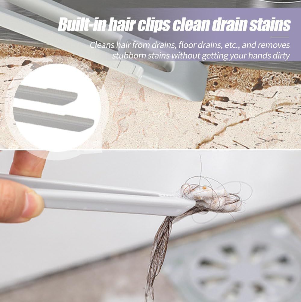 Multi-Function Rotating Crevice Cleaning Brush, 360° Rotating No Dead Corners Crevice Gap Brush Hard Bristle Crevice Gap Cleaning Brush, Household Cleaning Tool for Kitchen Bathroom (2, Purple)