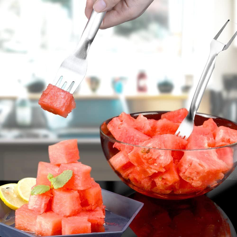 2-in-1 Watermelon Fork Slicer, Stainless Steel Fruit Cutter Watermelon Cutter Slicer Tool (2)