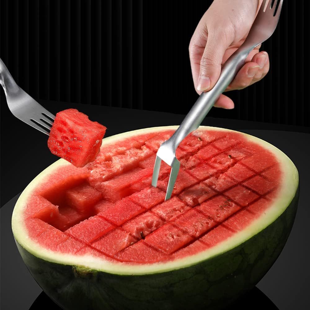 2-in-1 Watermelon Fork Slicer, Stainless Steel Fruit Cutter Watermelon Cutter Slicer Tool (2)