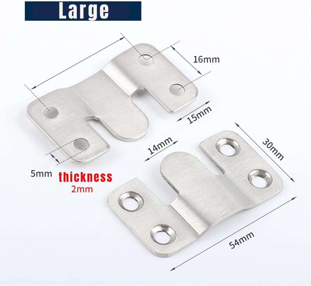 Stainless Steel Interlock Hanging Buckle, Heavy Duty Flush Mount Bracket Interlocking Furniture Connector, Z-Shaped Clip Wall Mount Hardware for Display Art Gallery Furniture Photo (2pairs Large)