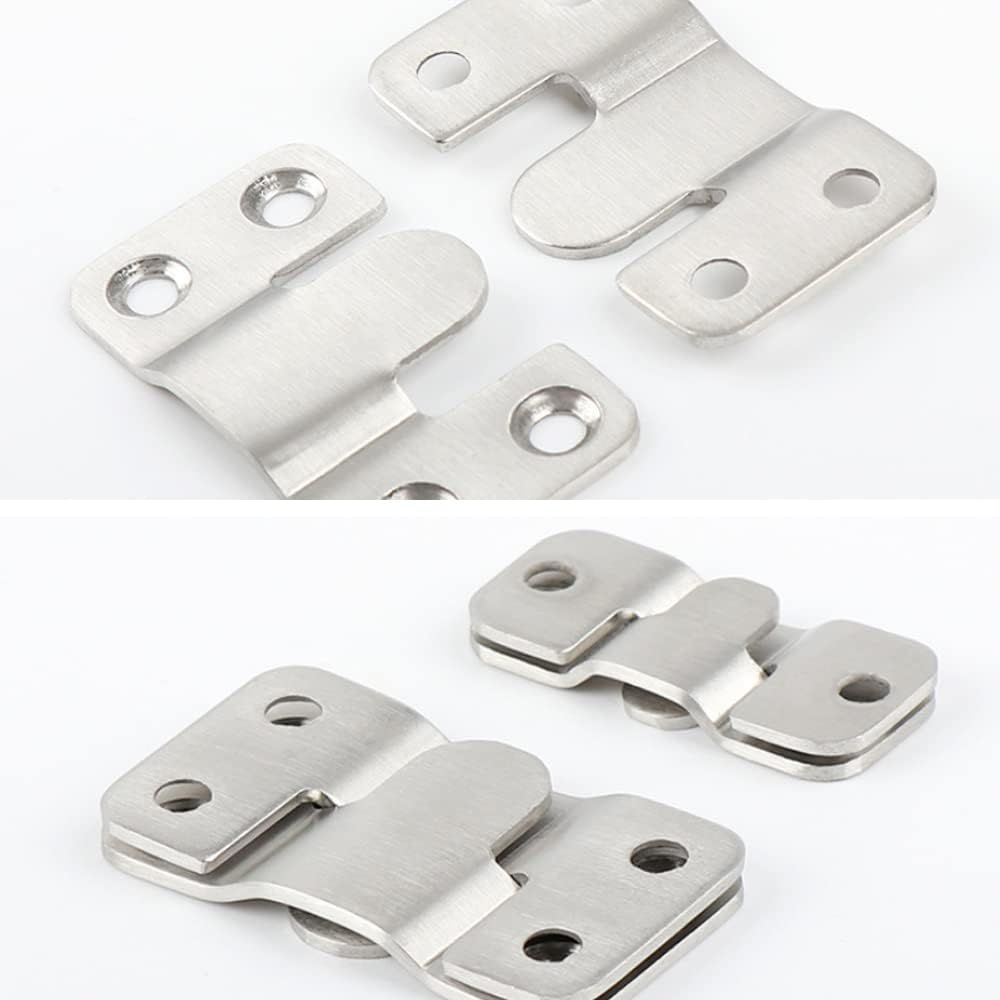 Stainless Steel Interlock Hanging Buckle, Heavy Duty Flush Mount Bracket Interlocking Furniture Connector, Z-Shaped Clip Wall Mount Hardware for Display Art Gallery Furniture Photo (2pairs Large)