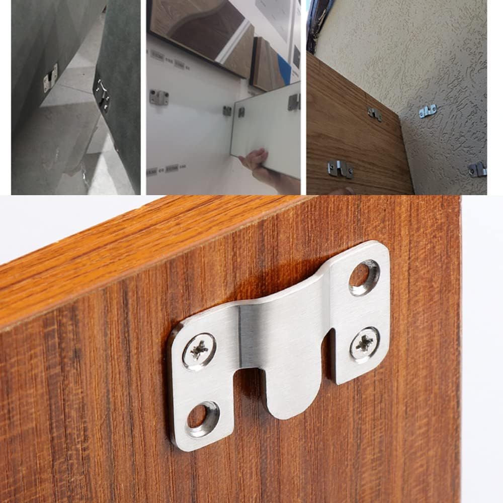 Stainless Steel Interlock Hanging Buckle, Heavy Duty Flush Mount Bracket Interlocking Furniture Connector, Z-Shaped Clip Wall Mount Hardware for Display Art Gallery Furniture Photo (2pairs Large)