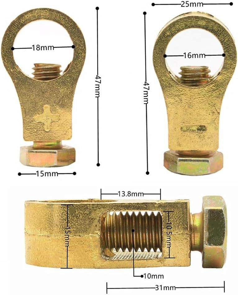 Pure Copper Battery Connection Clip, Car Battery Terminal Connectors Kit, Negative and Positive Car Battery Cable Terminal Clamps Connectors for Car Van Carts (4)