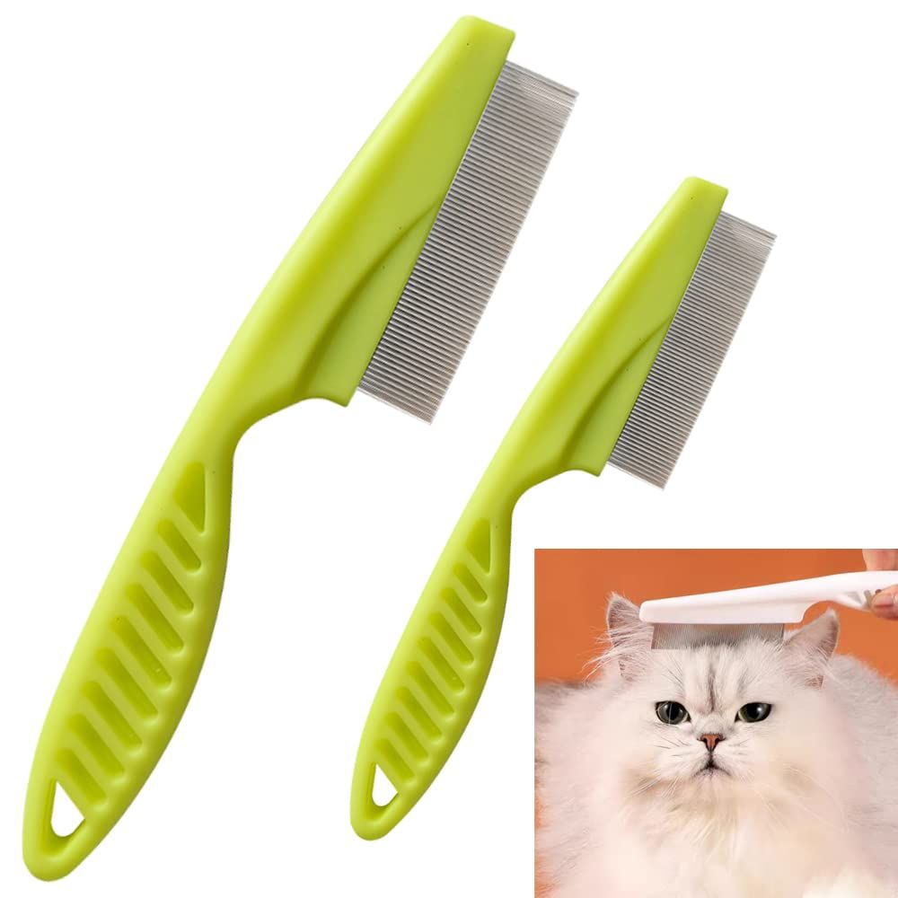 Multifunctional Pet Hair Comb, 2023 New Magic Pet Comb Dog Combs for Grooming, Stain Tear Removal Comb Stainless Steel Fine-Tooth Grooming Massage Comb for Dog Cat (1 Pair, Green)