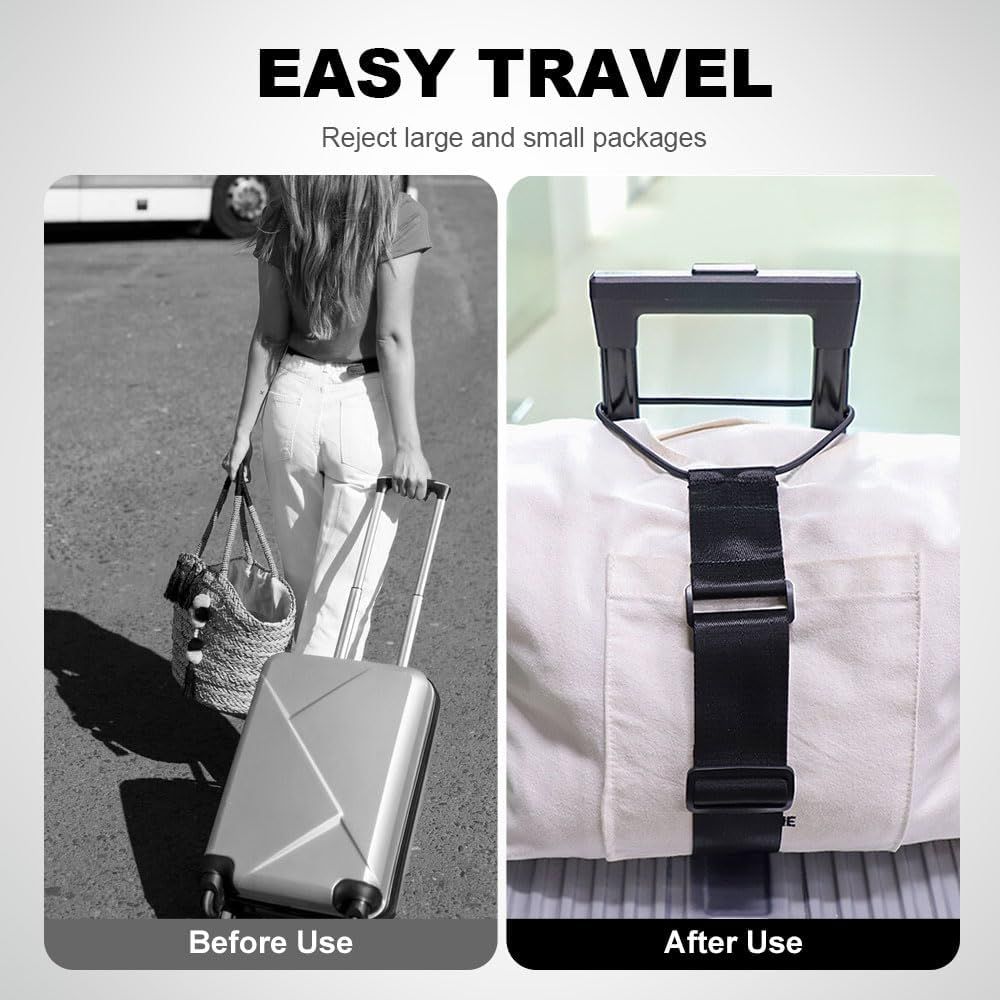 Multi Use Strong Adjustable Luggage Connector Straps, 2026 New Flexible and Adjustable Elastic Fastening Belt for Luggage Strap, Add a Bag Easy to Travel Suitcase (Black 2Pcs)