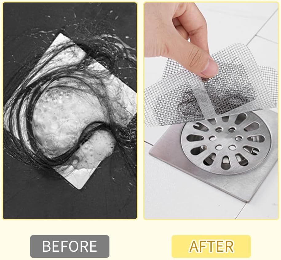 Disposable Shower Drain Hair Catcher, Disposable Hair Drain Stickers Drain Mesh Cover Bathroom Shower Drain Protector for Bathroom Laundry Kitchen Sink for Human and pet Hair (30)