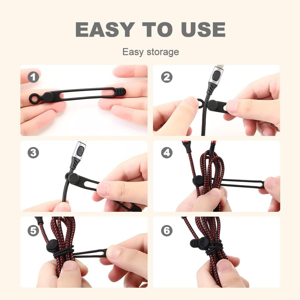Data Cable Organizer, 2025 New Silicone Cable Ties Reusable Cable Management Organizer for Bundling and Fastening Cable Cords Wires (20)