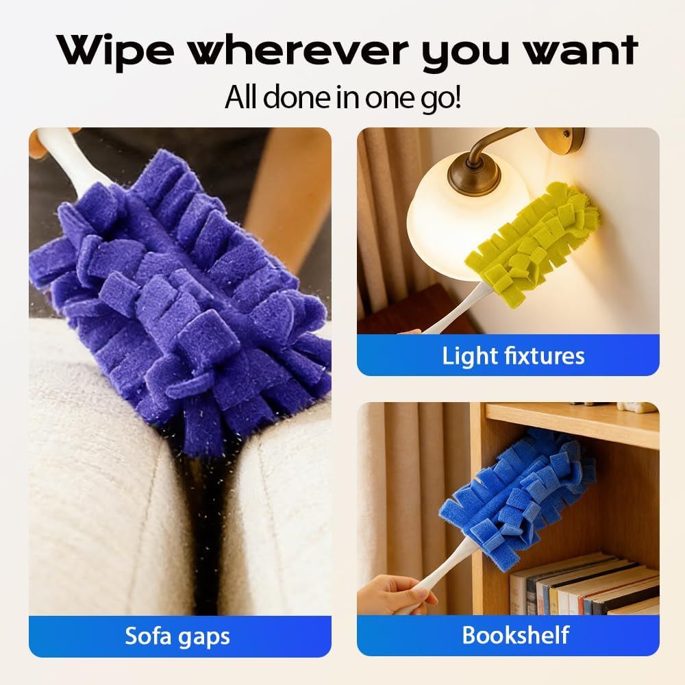 360° Electrostatic Duster Refills, 2026 New Washable & Reusable Microfiber Pads Fleece Duster Refill Compatible Tools for Cleaning Home, Blinds, Car, Pet, Furniture, Fans (Mix)