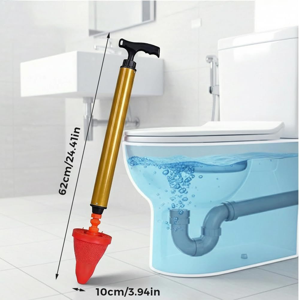 Multipurpose Household High Pressure Toilet Plunger, 2026 Upgraded Powerful Air Drain Unclogger Heavy Duty Plunger Auger Clog Remover Tool for Toilet Bathroom Drains (1 Pc)