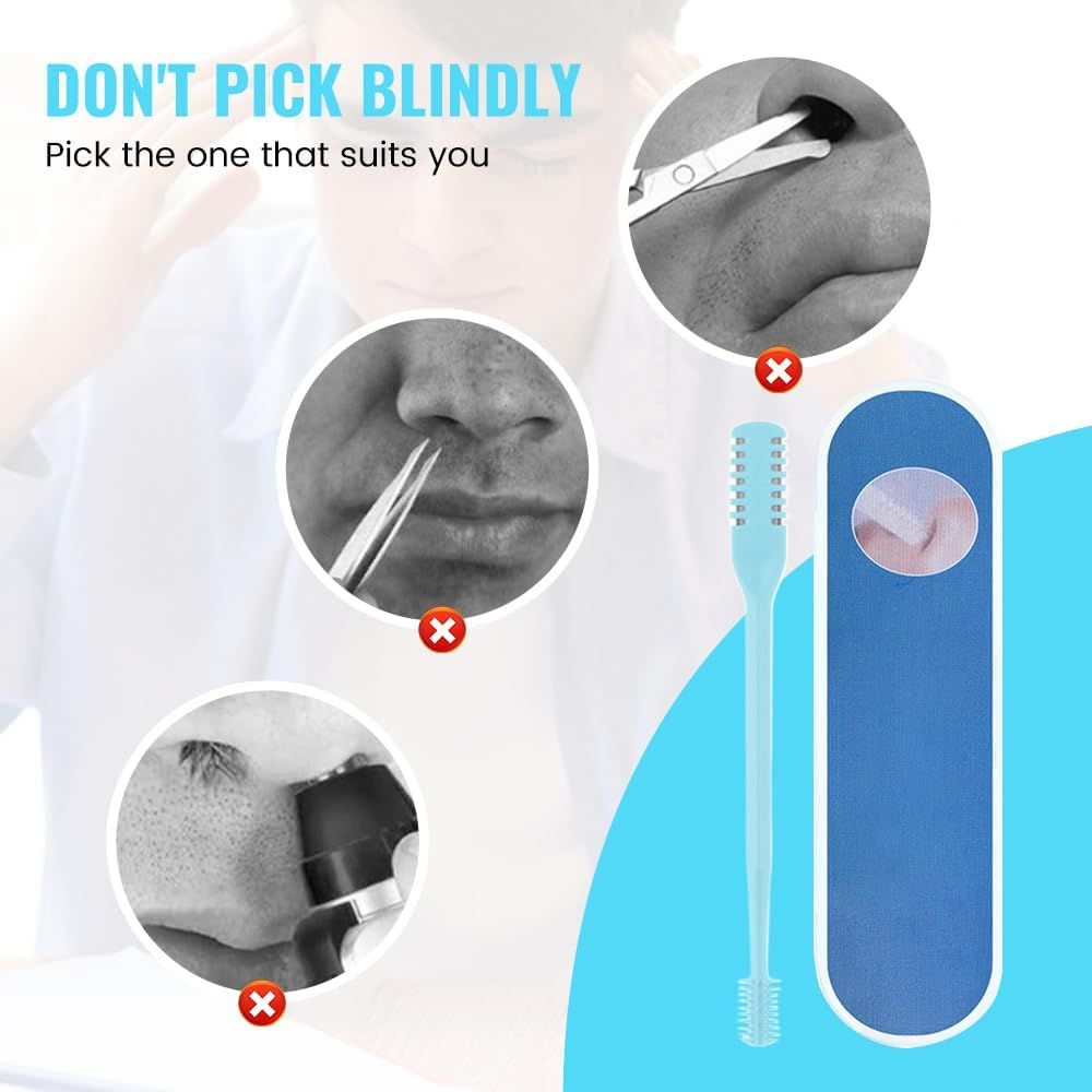 Nasal Hair Cutter, 2024 New Double Sided Nose Hair Knife Manual Nose Trimmer, 360 Rotating Nasal Razor Cutter with Ear Picker for Women and Men (Pink 3Pcs)