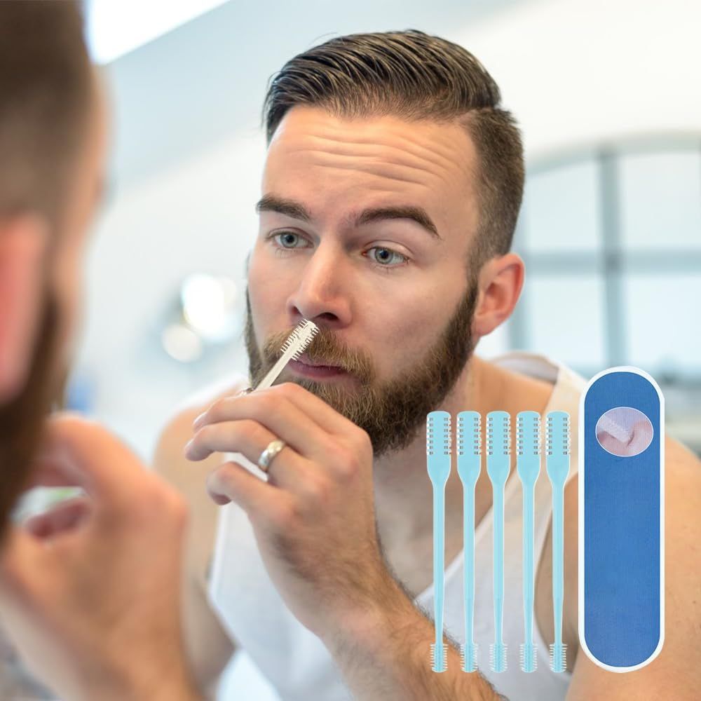 Nasal Hair Cutter, 2024 New Double Sided Nose Hair Knife Manual Nose Trimmer, 360 Rotating Nasal Razor Cutter with Ear Picker for Women and Men (Pink 3Pcs)