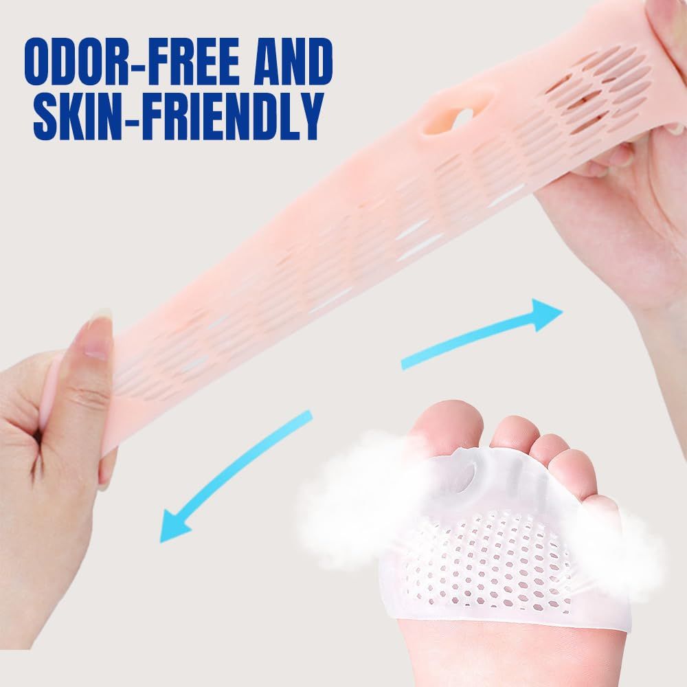Silicone Toe Separator, 4 Pairs Gel Toe Separators Ball of Foot Cushions Toes Spreaders for Feet for Overlapping Toes, Hammer Toe Crooked Toes for Men & Women (Blue)