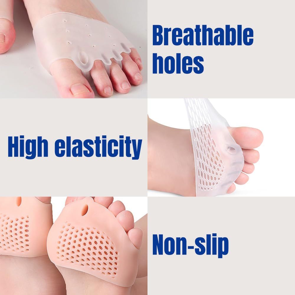 Silicone Toe Separator, 4 Pairs Gel Toe Separators Ball of Foot Cushions Toes Spreaders for Feet for Overlapping Toes, Hammer Toe Crooked Toes for Men & Women (Blue)