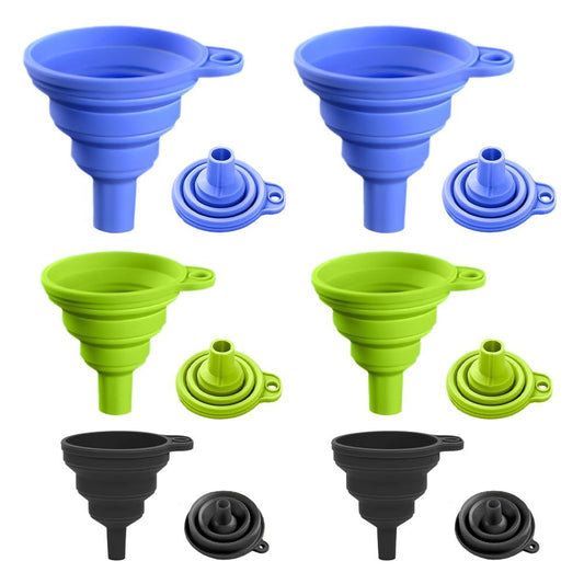 Kitchen Funnel Set, 2025 New Food Grade Silicone Collapsible Funnel Funnels for Kitchen Use Filling Bottles, Food Funnel for Filling Bottles and Water or Powder Transfer 3 Sizes (Color B)