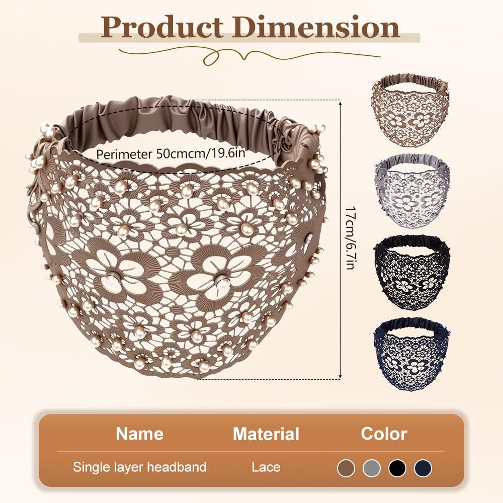2025 New Elegant Floral Beaded Headbands for Women, Wide Lace Hair Bandanas, Boho Hair Accessories (5PCS, one size)