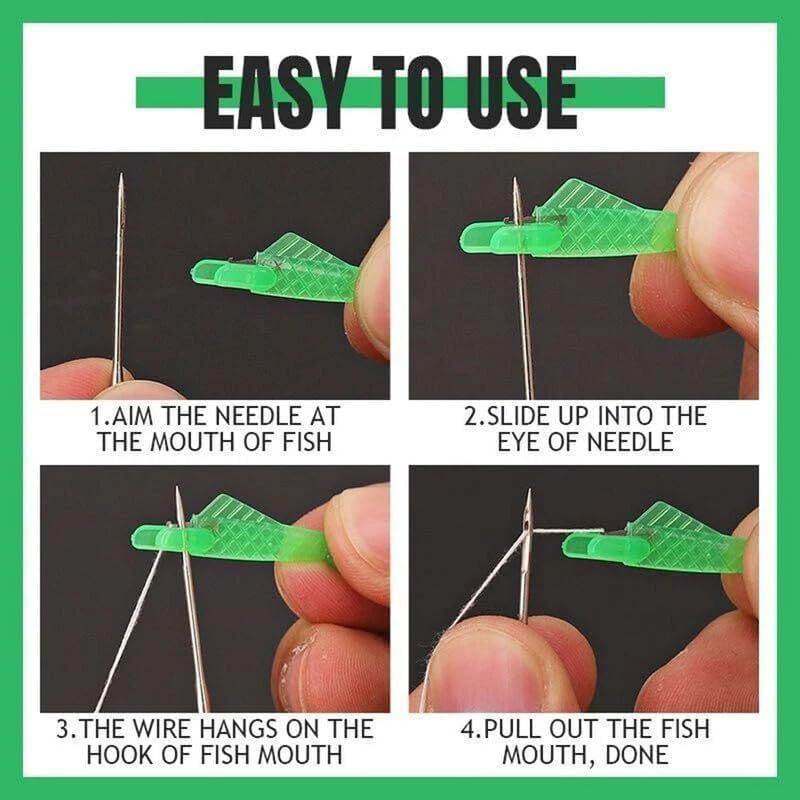 Automatic Sewing Needle Threader, Fish Type Quick Needle Threaders for Hand Sewing, Sewing Machine Needle Threader Tools, Sewing Supplies - Designed for Sewing Lovers Alike (green-3pcs)