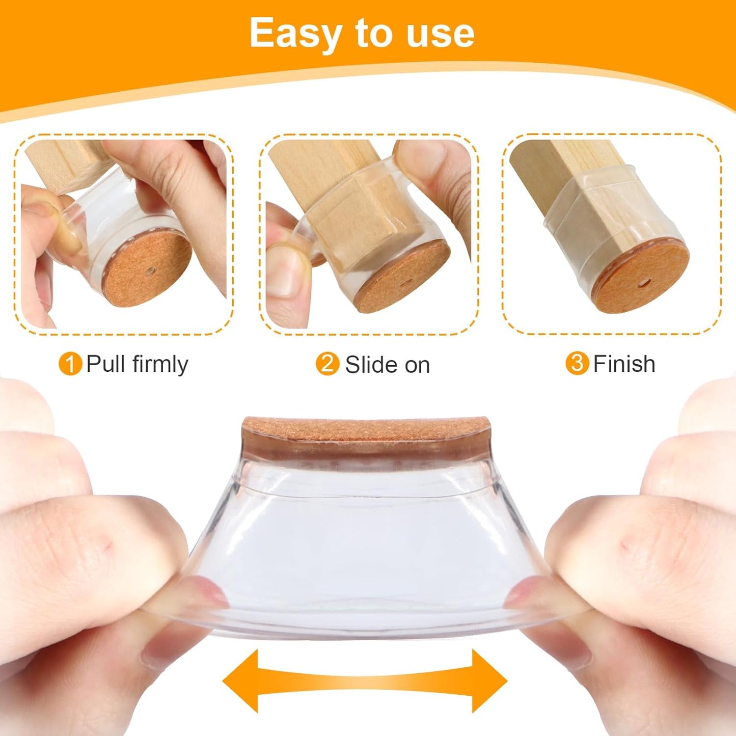 Ansible 36 Pack Chair Leg Floor Protectors for Hardwood Floors, Silicone Felt Covers Pads Caps, Protect Wood Furniture Feet Floors Noise Reduce and Scratch (Universal Large & Clear)